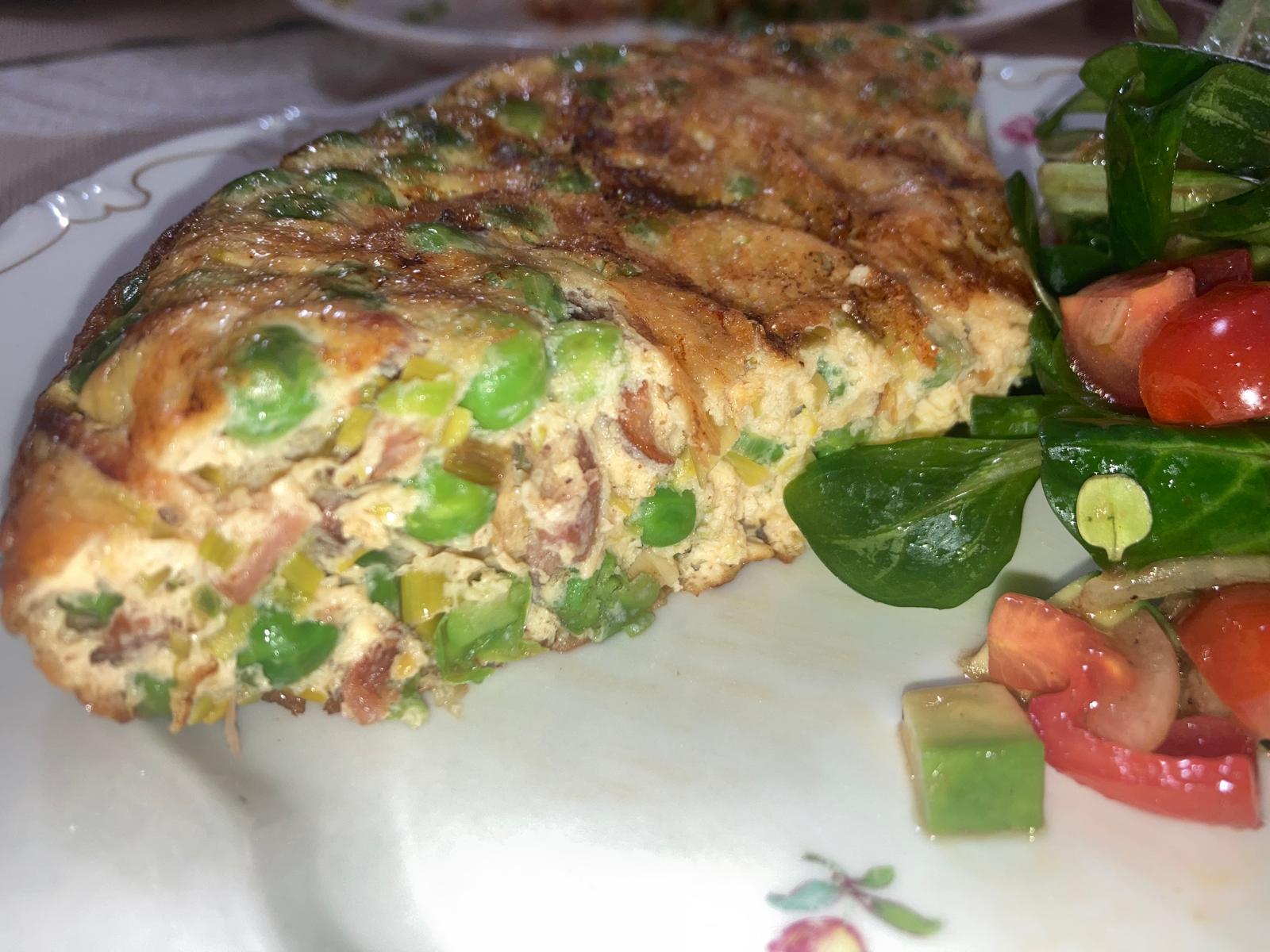 Frittata de Guisantes y Tocino